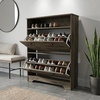 HomeRoots Dark Brown Twelve Pair Shoe Rack