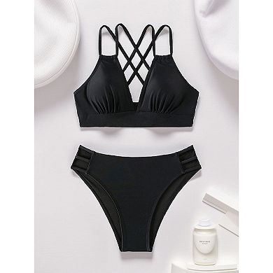 Two Piece Bikini Set Strappy Side High Cut Bathing Suit Summer Beach Swimwear