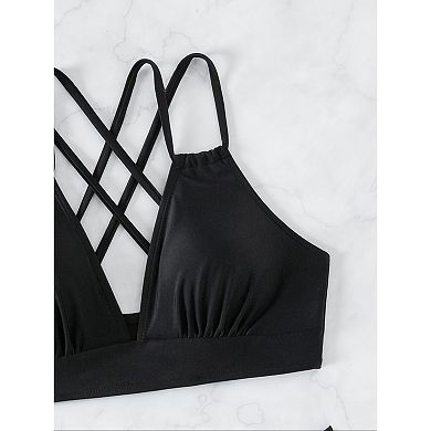 Two Piece Bikini Set Strappy Side High Cut Bathing Suit Summer Beach Swimwear