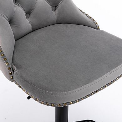 2pcs Swivel Velvet Barstools Adjustable Seat Height, Modern Upholstered with Tufted Backs