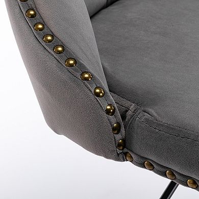 2pcs Swivel Velvet Barstools Adjustable Seat Height, Modern Upholstered with Tufted Backs