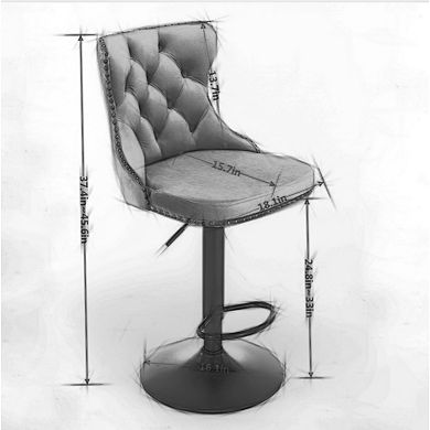 2pcs Swivel Velvet Barstools Adjustable Seat Height, Modern Upholstered with Tufted Backs