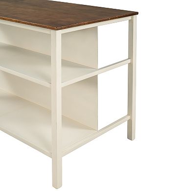 Kitchen Island Set, 3-piece 45" Stationary Kitchen Island Set with 2 Seatings for Kitchen