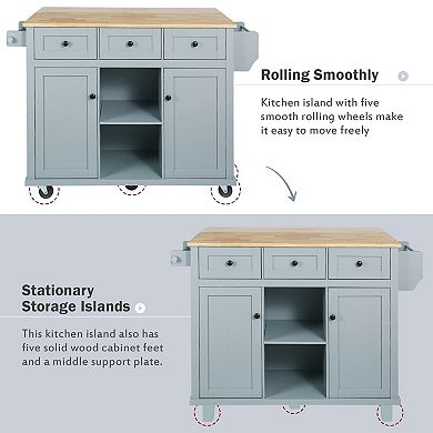 Kitchen Island Cart With Storage Towel Rack Rolling Side Table On Wheels With Wood Top Drop Leaf