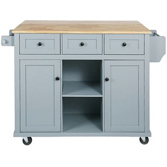 Kitchen Island Cart With Storage Towel Rack Rolling Side Table On Wheels With Wood Top Drop Leaf