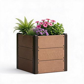 19x19x17 Inch Bottomless Wood Raised Garden Bed Outdoor Planter Box