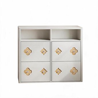 Shoe Cabinet with 4 Flip Drawers, Shoe Storage Cabinet with Adjustable Shelves & Open Storage