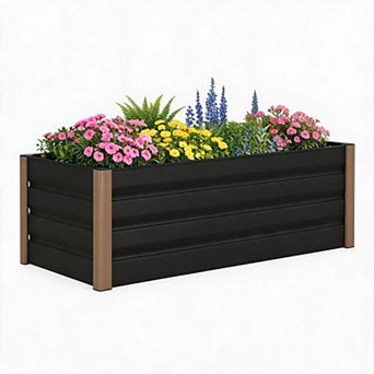 48x24x16 Inch Gray Aluminum Raised Garden Bed Open Bottom Planter