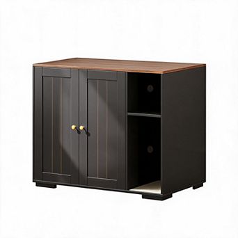 Hidden Cat Litter Box Furniture Enclosure, Dog-Proof Covered Cat Litter Cabinet with Lid