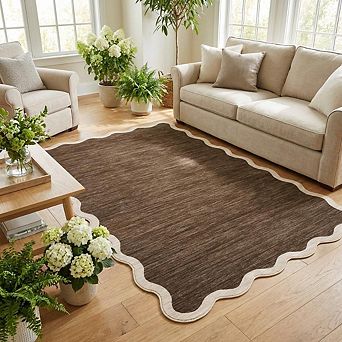 lxt-Area Rug Scalloped Washable Rugs for Living Room Carpet Carpet