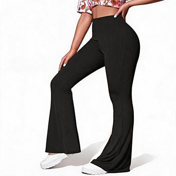 Womens Casual Bell Pants Leggings Slim Fit Soft High Waist Knit Long Bootleg Workout Sweatpants