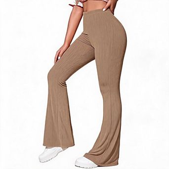 Womens Casual Bell Pants Leggings Slim Fit Soft High Waist Knit Long Bootleg Workout Sweatpants