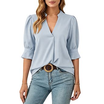 Blouses for Women Dressy Casual Half Sleeve V Neck Tops Fashion Summer Fall Shirts