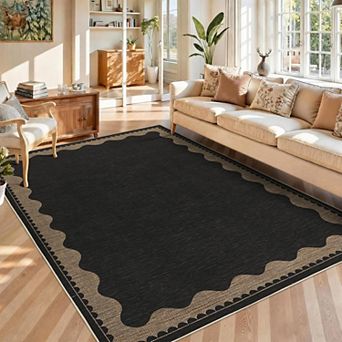 lxt-Washable Jute Area Rug Modern Neutral Carpet for Living Room Bedroom Dining Room Patio Porch