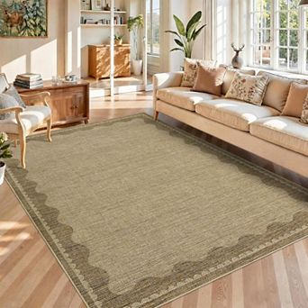lxt-Washable Jute Area Rug Modern Neutral Carpet for Living Room Bedroom Dining Room Patio Porch
