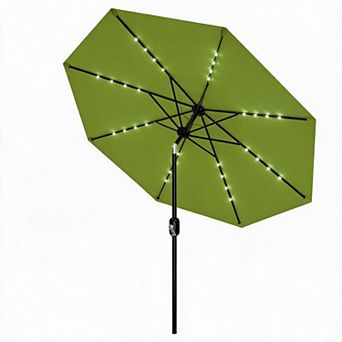 Solar LED Lighted Patio Umbrella 10FT 8 Sturdy Ribs, Waterproof UV-Resistant Fabric, Tilt & Crank