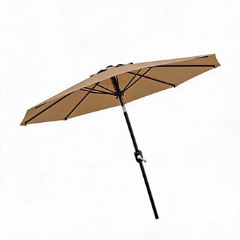 Market Patio Umbrella w/Crank, 10 Feet Large Outdoor Umbrella, Easy Push Button, Tilt,Without Light