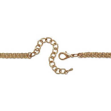 Black Aurora Borealis Crystal Multi-Strand Goldtone Necklace 18"-20.5"