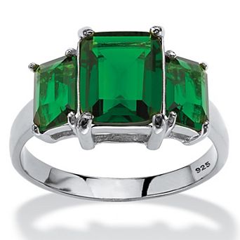 PalmBeach Jewelry .925 Silver Simulated Birthstone 3-Stone Ring