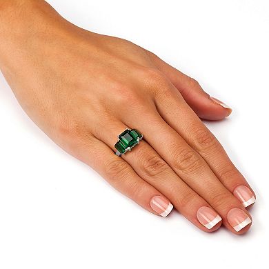 PalmBeach Jewelry .925 Silver Simulated Birthstone 3-Stone Ring
