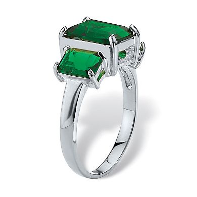 PalmBeach Jewelry .925 Silver Simulated Birthstone 3-Stone Ring