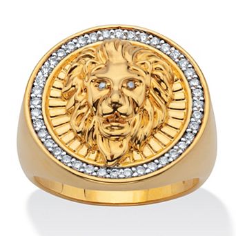 .41 ct w. Round White Cubic Zirconia Lion Head Ring 14k Gold-Plated