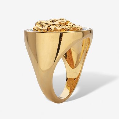 .41 Cttw. Round White Cubic Zirconia Lion Head Ring 14k Gold-Plated