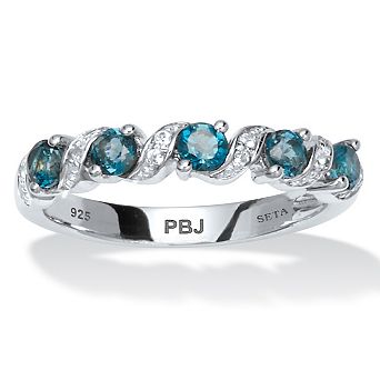 .71 TCW Round Cut Genuine London Blue Topaz Sterling Silver Ring