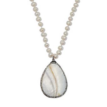 PalmBeach Jewelry Round Genuine Cultured Freshwater Pearl Silvertone Pendant Necklace 48-inch
