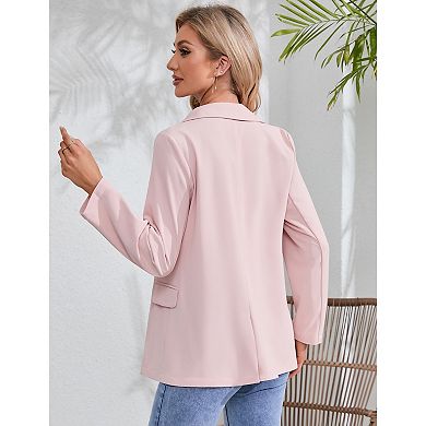 Classic Blazer for Women Lapel Collar Open Front Long Sleeve Office Blazers Jackets with Pockets