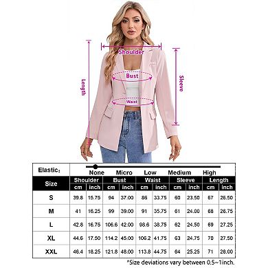 Classic Blazer for Women Lapel Collar Open Front Long Sleeve Office Blazers Jackets with Pockets