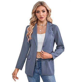 Classic Blazer for Women Lapel Collar Open Front Long Sleeve Office Blazers Jackets with Pockets