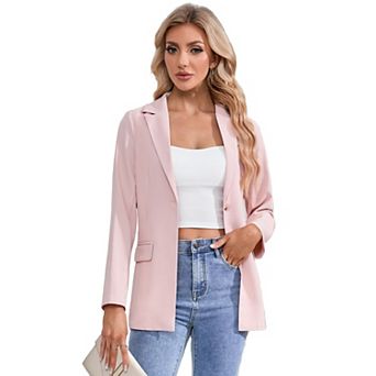 Classic Blazer for Women Lapel Collar Open Front Long Sleeve Office Blazers Jackets with Pockets