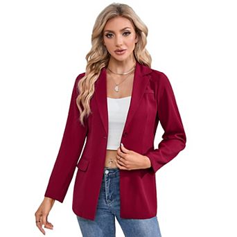 Classic Blazer for Women Lapel Collar Open Front Long Sleeve Office Blazers Jackets with Pockets