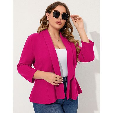 Women Plus Size Casual Blazer Open Front Long Sleeve Work Office Blazer Jackets
