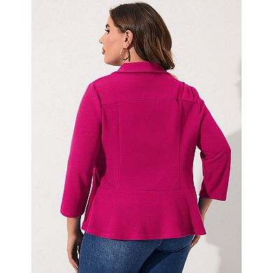 Women Plus Size Casual Blazer Open Front Long Sleeve Work Office Blazer Jackets
