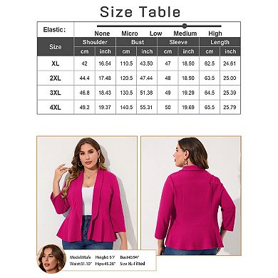 Women Plus Size Casual Blazer Open Front Long Sleeve Work Office Blazer Jackets