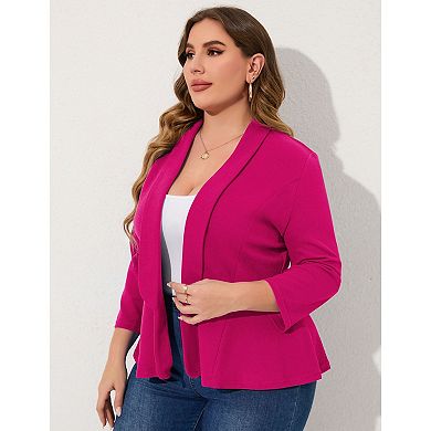 Women Plus Size Casual Blazer Open Front Long Sleeve Work Office Blazer Jackets