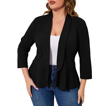 Women Plus Size Casual Blazer Open Front Long Sleeve Work Office Blazer Jackets