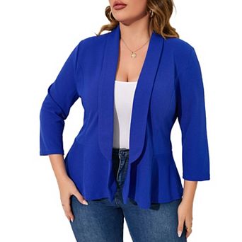 Women Plus Size Casual Blazer Open Front Long Sleeve Work Office Blazer Jackets