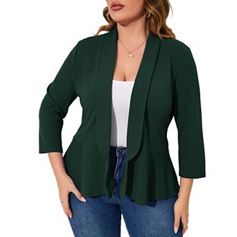 Women Plus Size Casual Blazer Open Front Long Sleeve Work Office Blazer Jackets