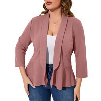 Women Plus Size Casual Blazer Open Front Long Sleeve Work Office Blazer Jackets