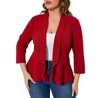 Women Plus Size Casual Blazer Open Front Long Sleeve Work Office Blazer Jackets
