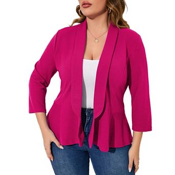 Women Plus Size Casual Blazer Open Front Long Sleeve Work Office Blazer Jackets