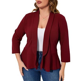 Women Plus Size Casual Blazer Open Front Long Sleeve Work Office Blazer Jackets