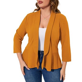 Women Plus Size Casual Blazer Open Front Long Sleeve Work Office Blazer Jackets
