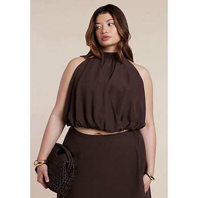ELOQUII Women's Plus Size High Neck Bubble Top