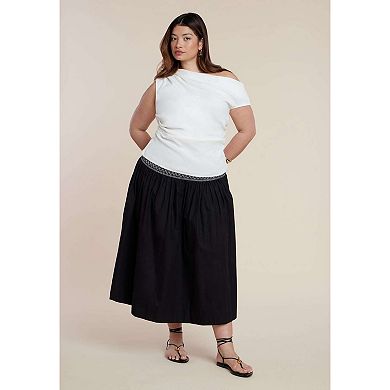 ELOQUII Women's Plus Size Asymmetrical Shirred Top