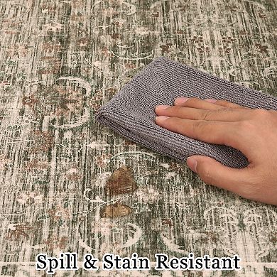 Vintage Style Area Rugs, Non Slip Runner Rugs with Rubber Backing Soft Rug Distressed Carpet Runner