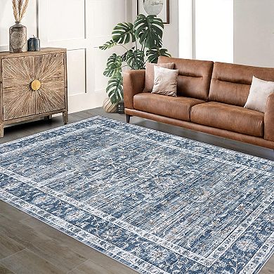 Vintage Style Area Rugs, Non Slip Runner Rugs with Rubber Backing Soft Rug Distressed Carpet Runner